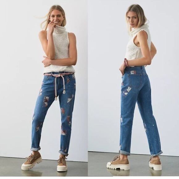 Pilcro Anthropology The Slim Boyfriend Patchwork Relaxed fit Jeans. Size 27. - Picture 1 of 13